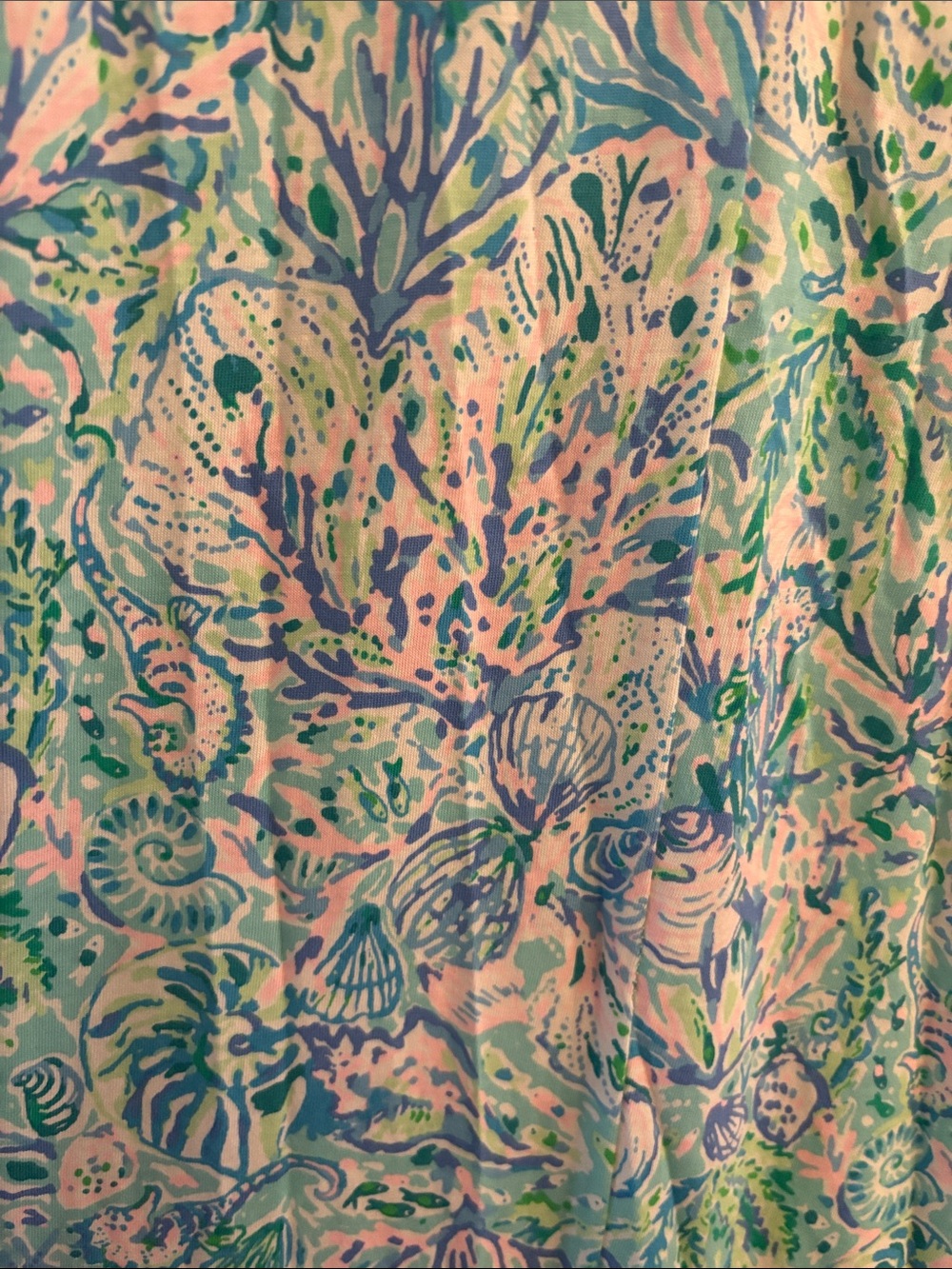 Lilly Pulitzer Sleeveless Blue Green Ocean Print V-Neck Sundress - Picture 3 of 3